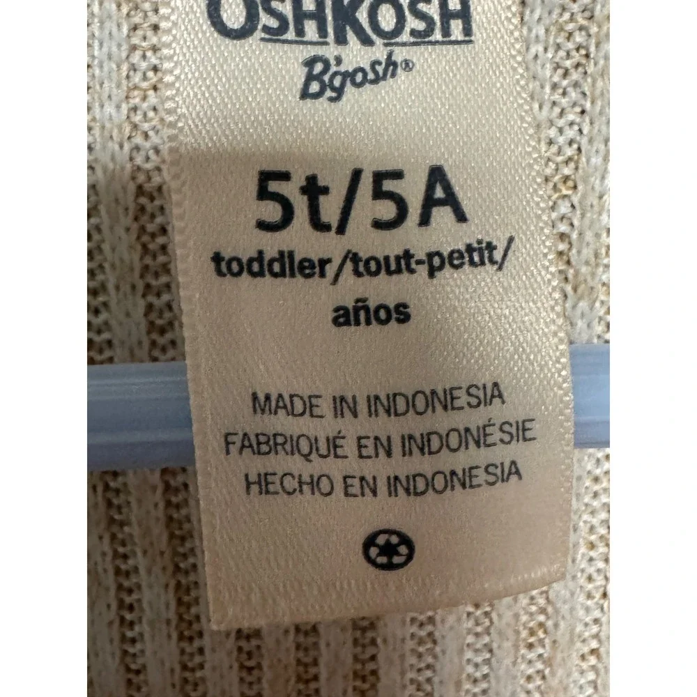OshKosh Bgosh Toddler Girls 5T Ribbed Knit Glitter Tulle Tutu Dress Oatmeal Gold